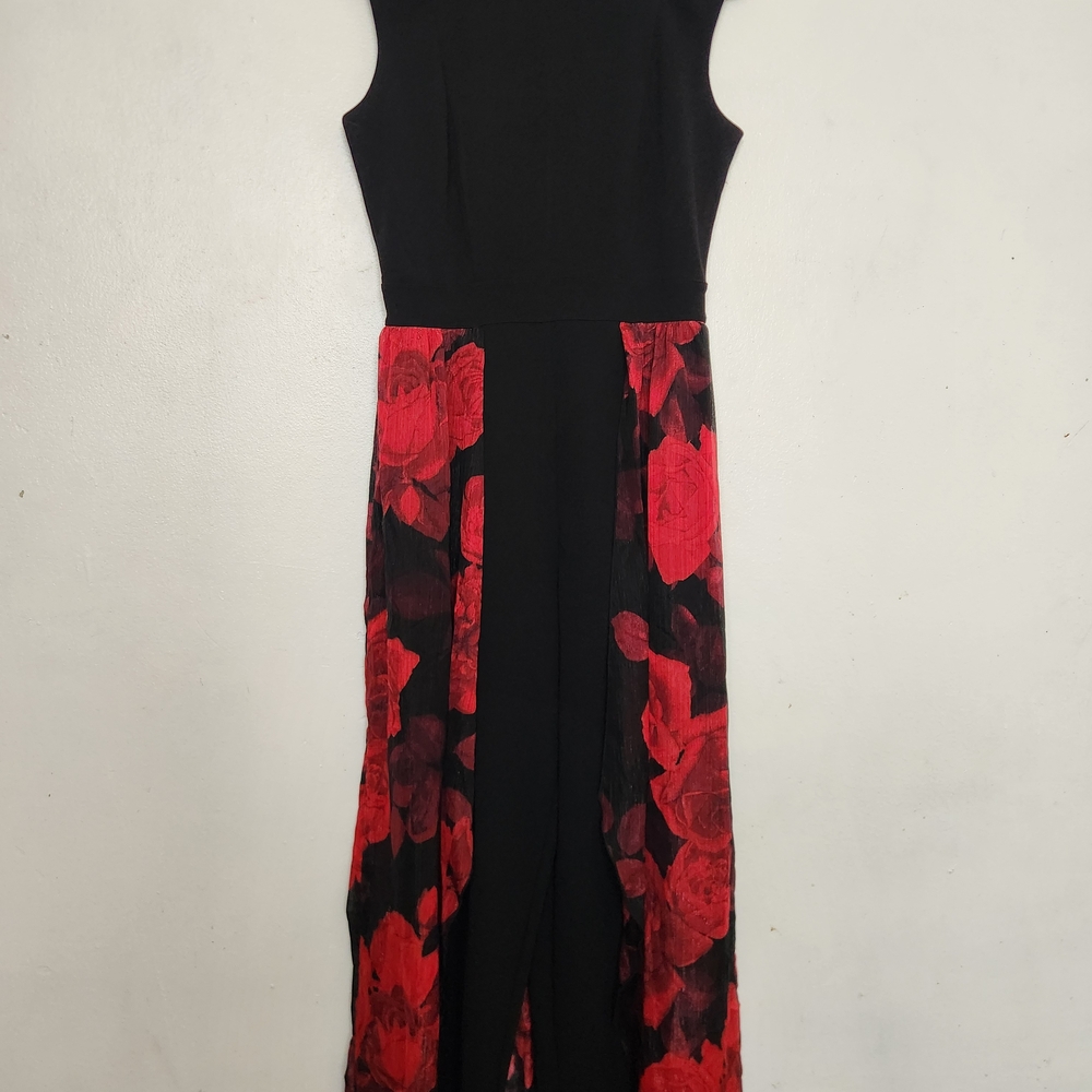Elegant Black and Red Floral Jumpsuit